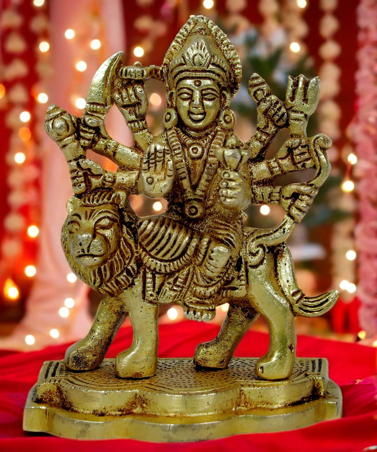 Brassaura™ Brass Durga Idol – 5.2 Inches, 0.31 Kg | Handcrafted Home & Temple Decor