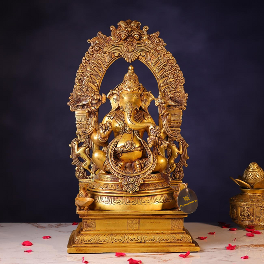 Brassaura® Ganesha Sitting Idol with Polished Finish | Pure Superfine Brass Handcrafted Murti | Brass Statue for Home Temple, Pooja Room | Height 24 Inches | Weight 25.5 Kgs