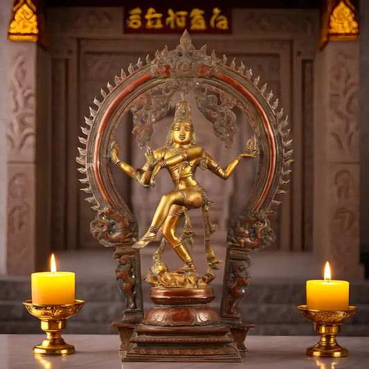 Brassaura™ Pure Brass Handcrafted Nataraja Statue | Height 26 Inches & Weight 18 Kgs