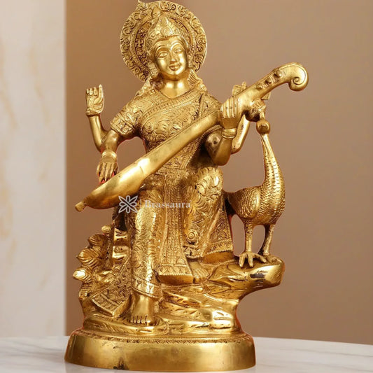 Brass Saraswati Idol for Home and Decor Height 15 Inches & Weight 10 Kgs