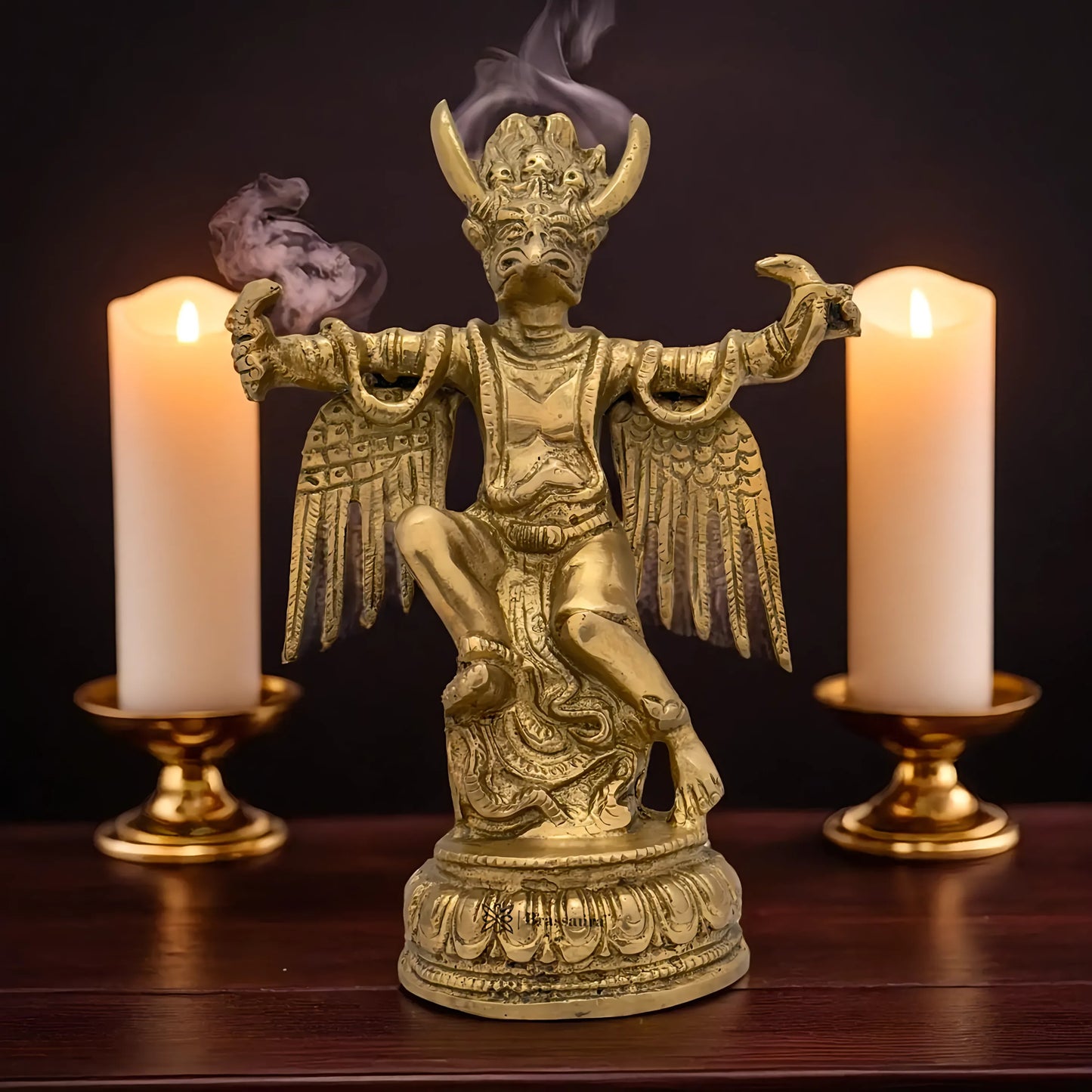 Brassaura™ Brass Garuda Idol – Height 4 Inches & Weight 1.4 Kgs | Traditional Temple Décor