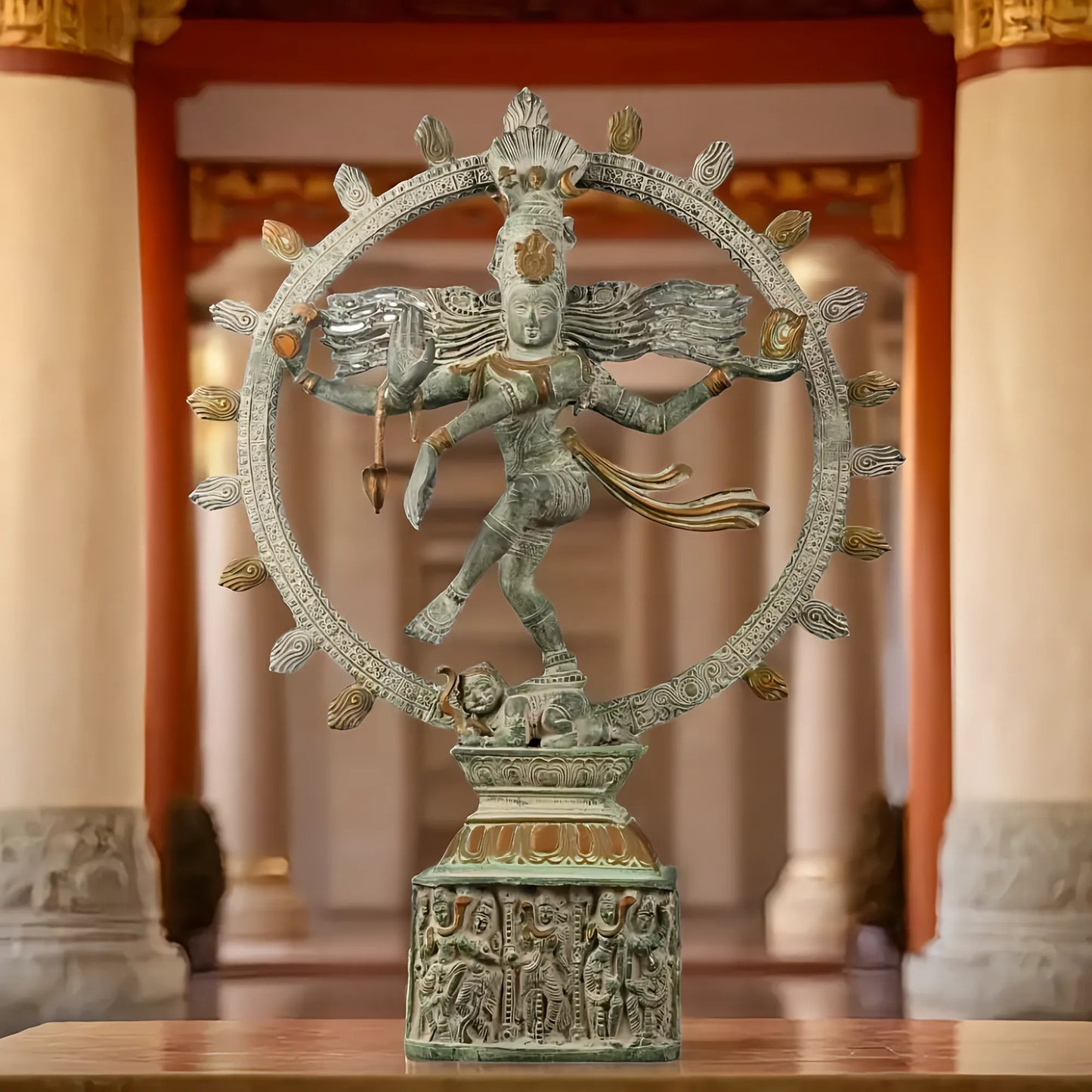 Brassaura™ Superfine Brass Nrityaraj Shiva Nataraja Statue – Antique Black & Green Finish | Height 23 Inches & Weight 14 Kgs |