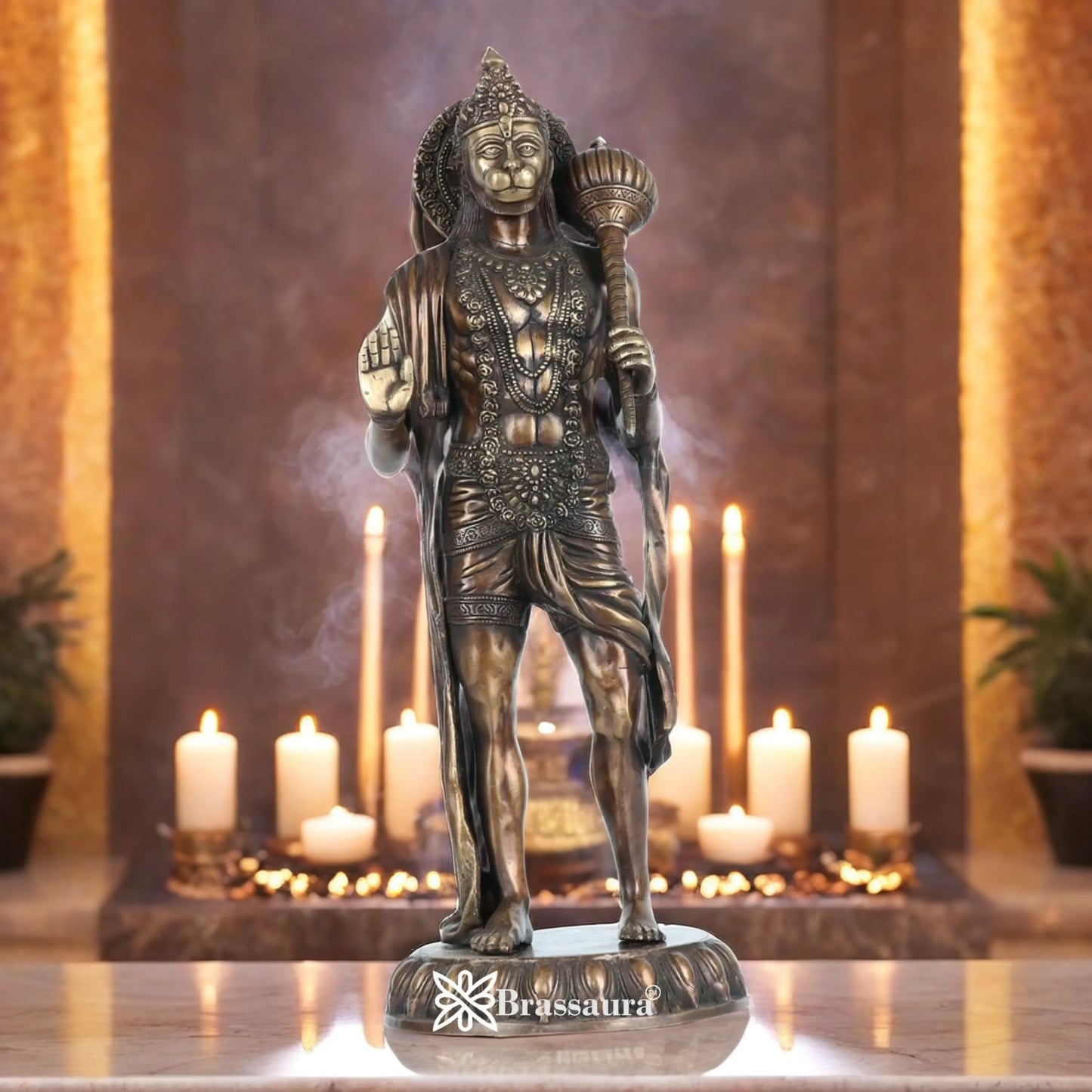 Brassaura™ Brass Standing Hanuman Statue with Fine Craft – Height 23 Inches & Weight 12.5 Kgs