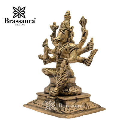 Brass Black Patina Work Varah God Idol for Home and Decor Weight 1.8 Kg Height 18 cm