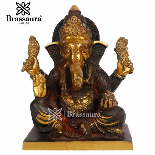 Brass Ganesha Statue For Home Decor And Gift Item Weight 5 Kg And Height 9 Inch
