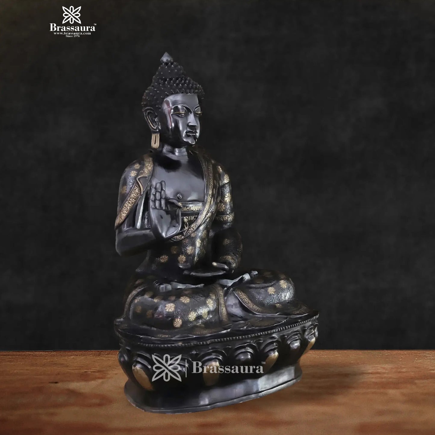 Brass Big Buddha statue for home and decor and gift Item weight 88.5 kg Height 32 inch
