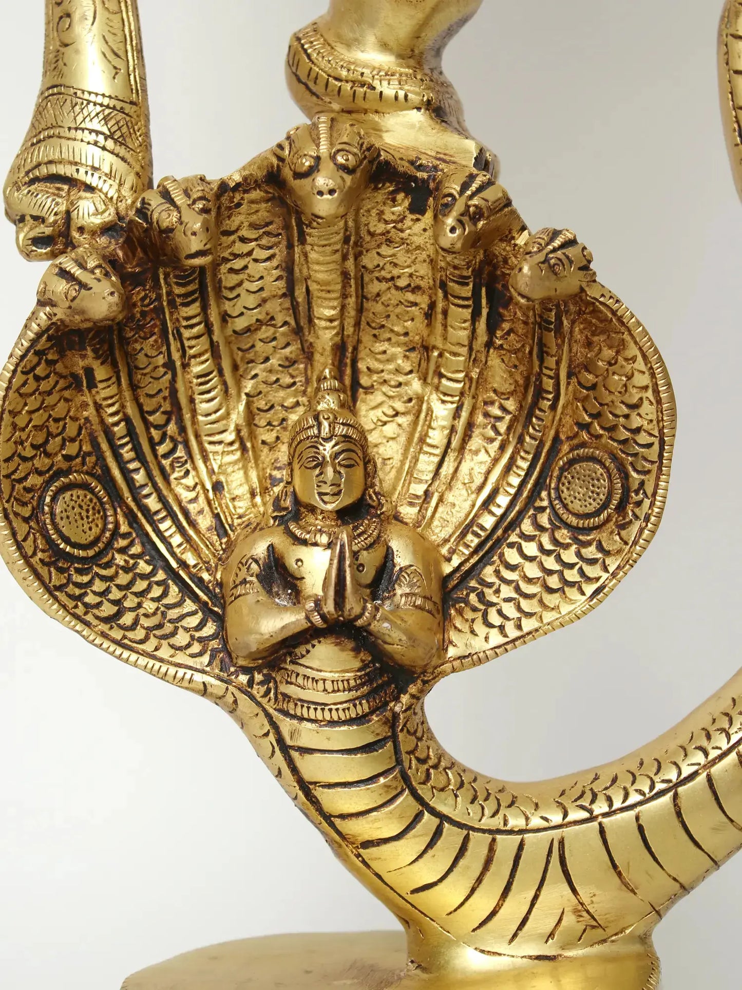 Brassaura™ Brass Single-Tusked Lord Ganesha on Seven-Hooded Serpent | Height 27 Inches & Weight 15.58 kgs