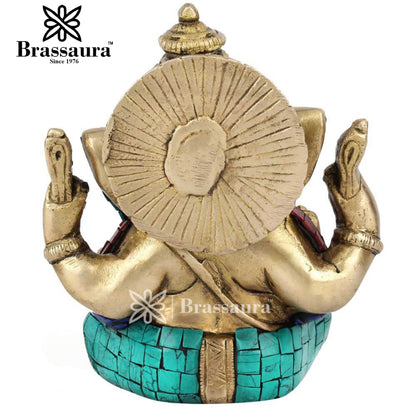 Brass Ganesha Statue For Home Decor And Gift Item Weight 1.6 Kg And Height 6 Inch