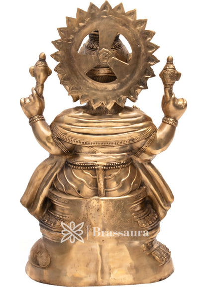 Brassaura™ Brass Ganesha Statue for Home Decor | Weight 42 Kgs | Height 35 Inches