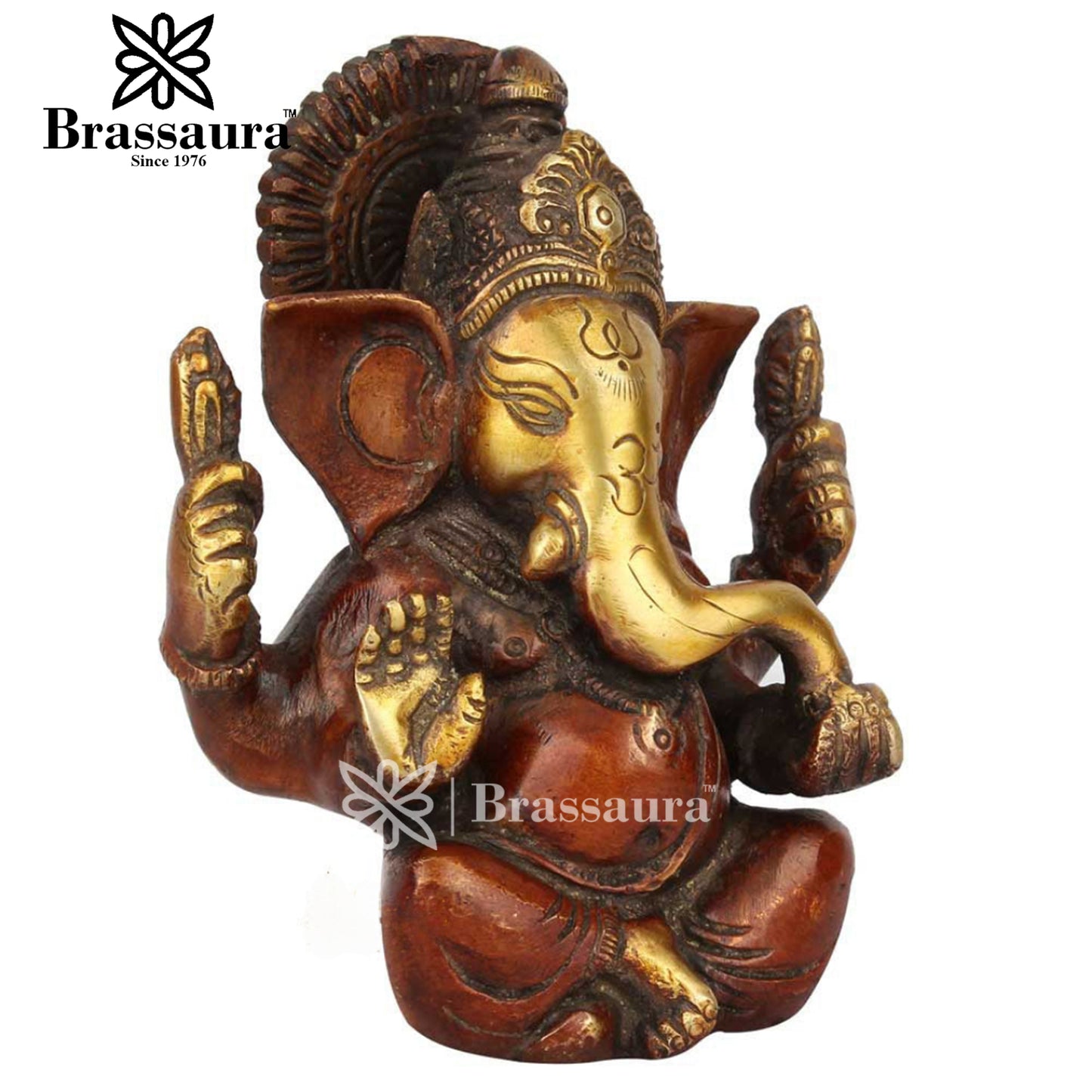 Brass Ganesha Statue For Home Decor And Gift Item Weight .8 Kg And Height 5 Inch