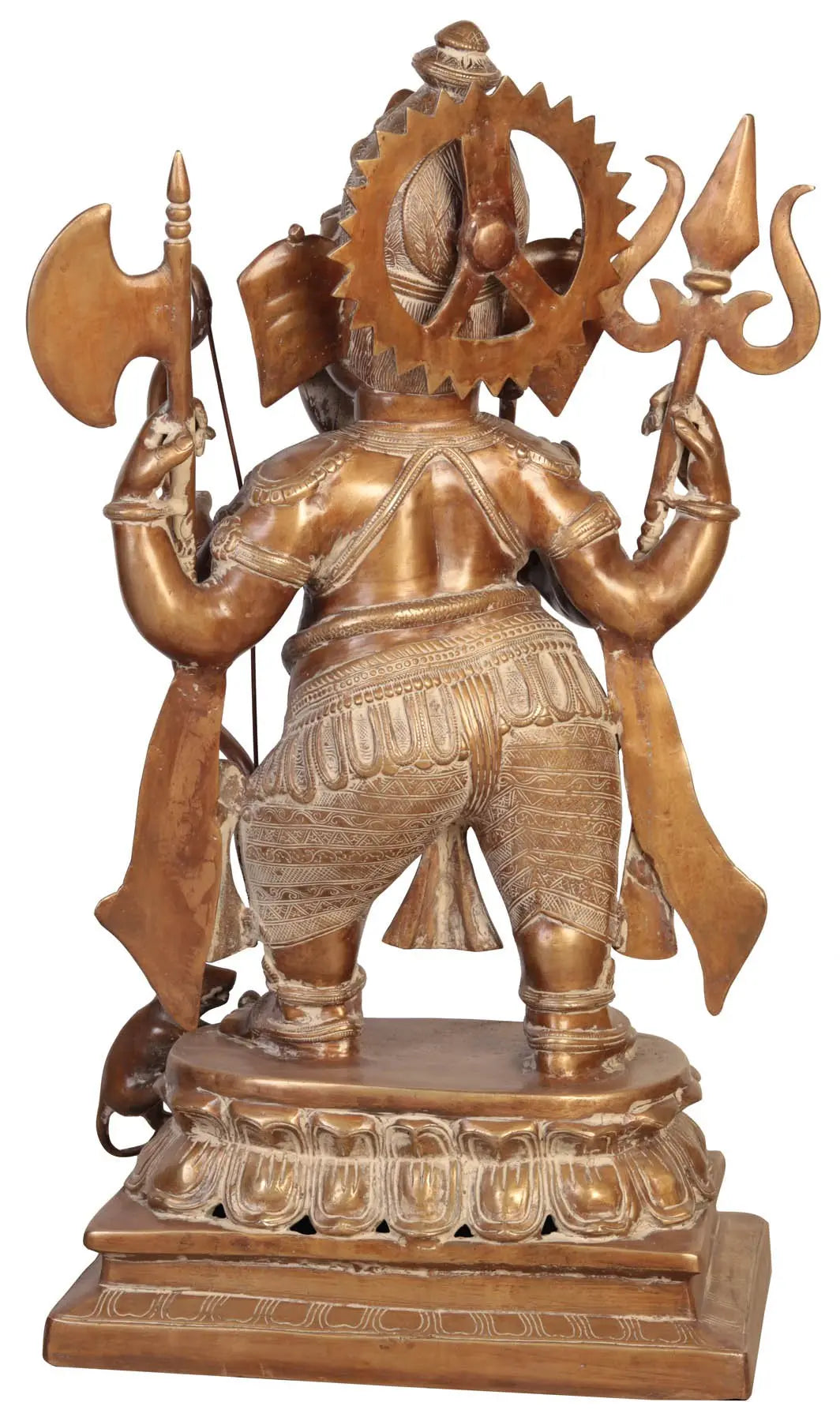 ब्रस्सौड़ा™ युद्ध गणपति | शुद्ध पीतल योद्धा रूप | ऊँचाई 29 इंच और वज़न 32.70 किलोग्राम