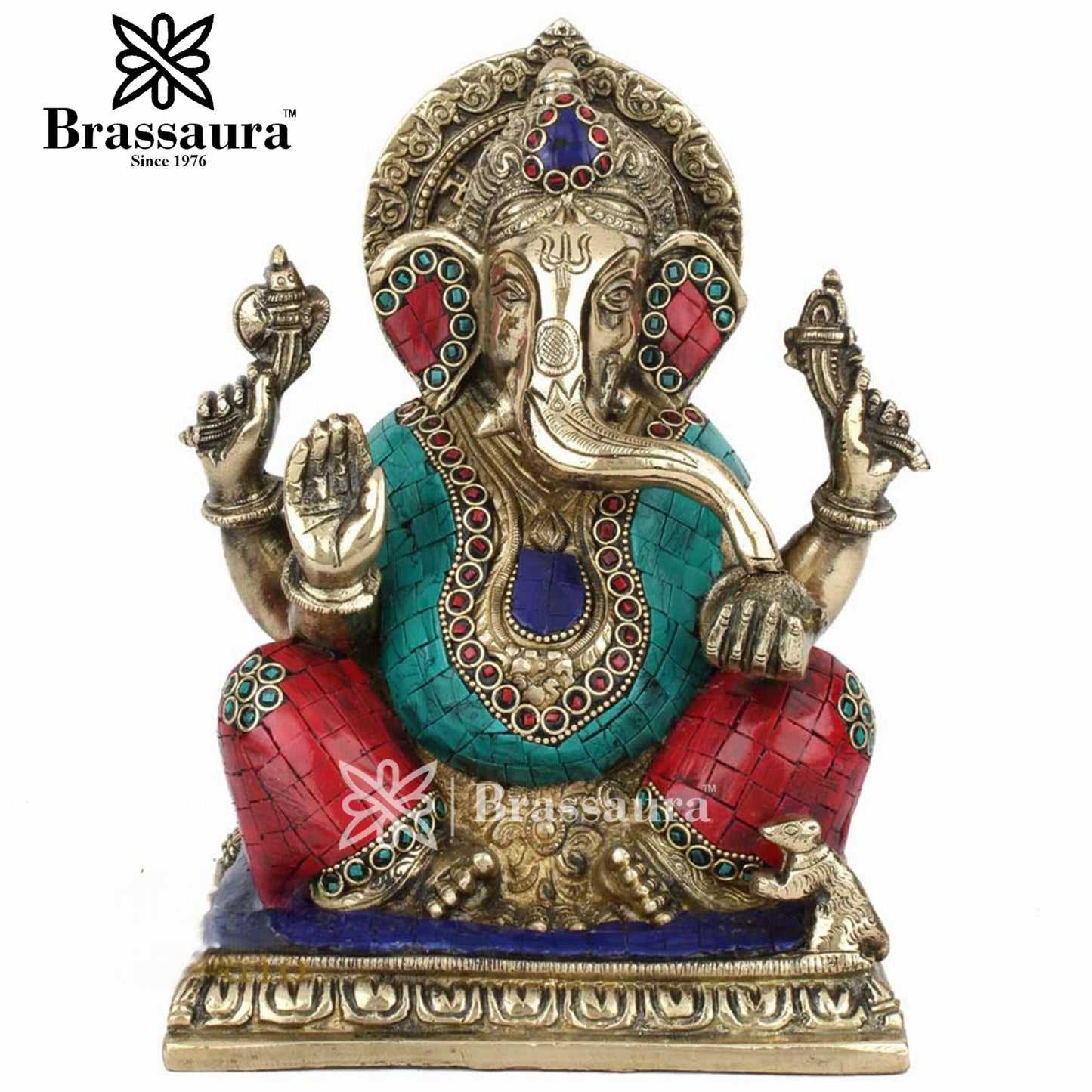 Brass Ganesha Statue For Home Decor And Gift Item Weight 4.4 Kg And Height 9.5 Inch