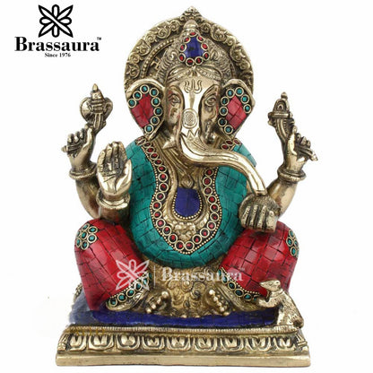 Brass Ganesha Statue For Home Decor And Gift Item Weight 4.4 Kg And Height 9.5 Inch