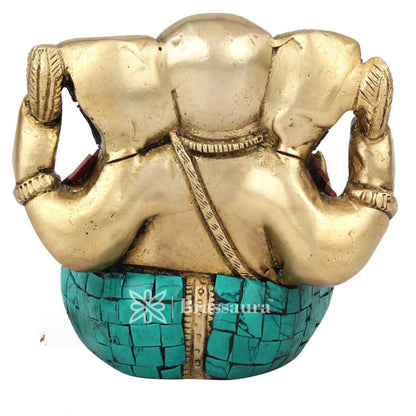 Brass Ganesha Statue For Home Decor And Gift Item Weight .8 Kg And Height 4 Inch