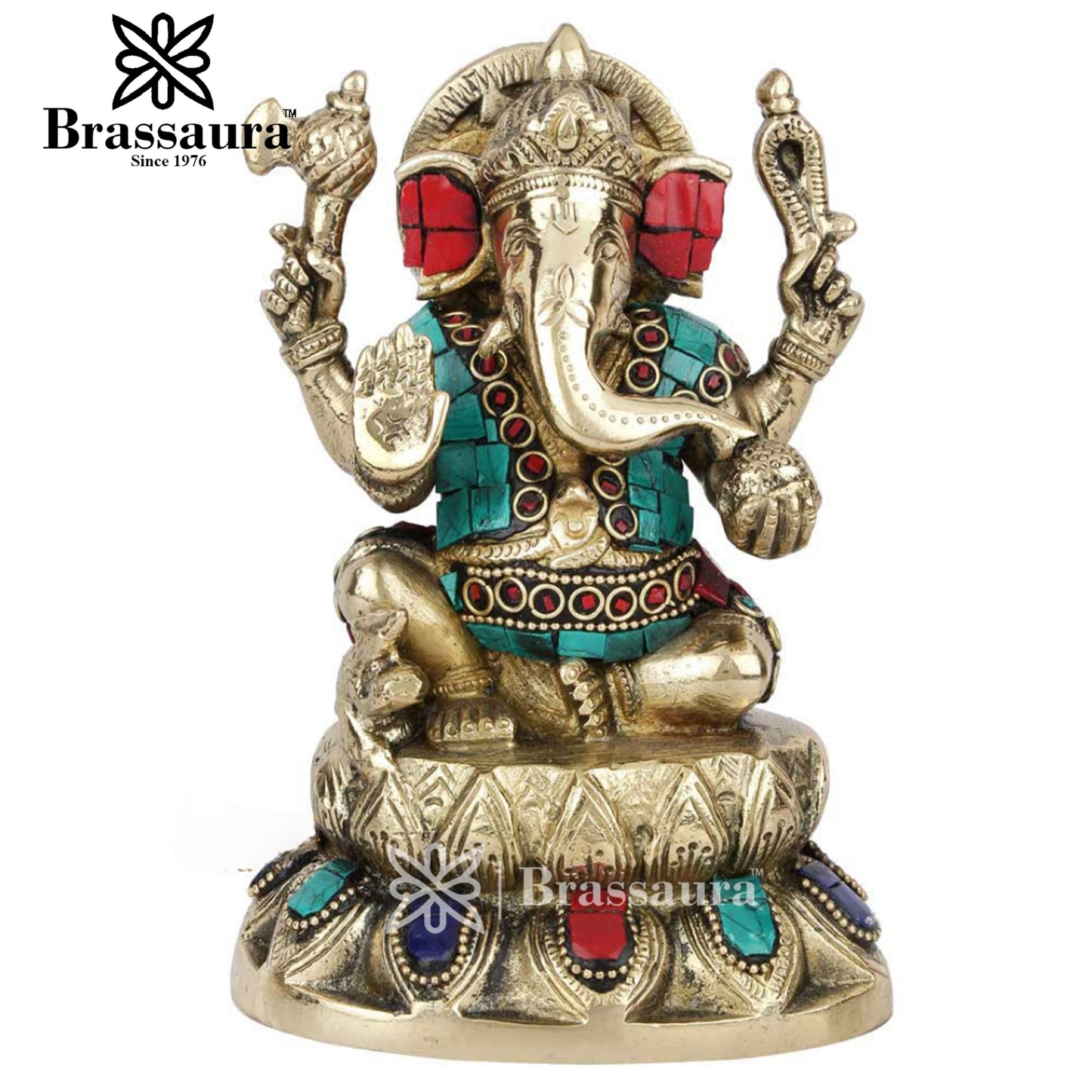 Brass Ganesha Statue For Home Decor And Gift Item Weight 2.1 Kg And Height 7 Inch