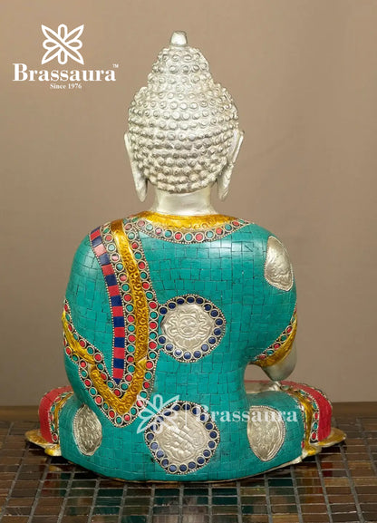 Brass Buddha For Home And Décor Weight 7.2 kg Height 13.75 Inch