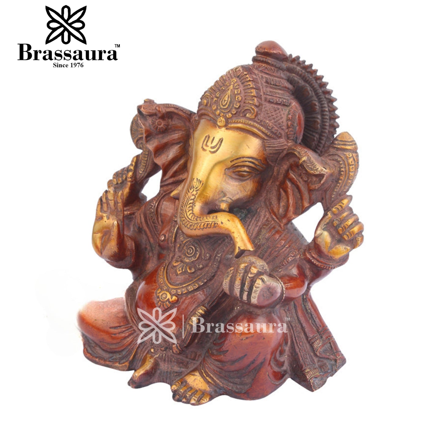 Brass Ganesha Statue For Home Decor And Gift Item Weight 3 Kg And Height 7 Inch