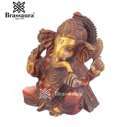 Brass Ganesha Statue For Home Decor And Gift Item Weight 3 Kg And Height 7 Inch