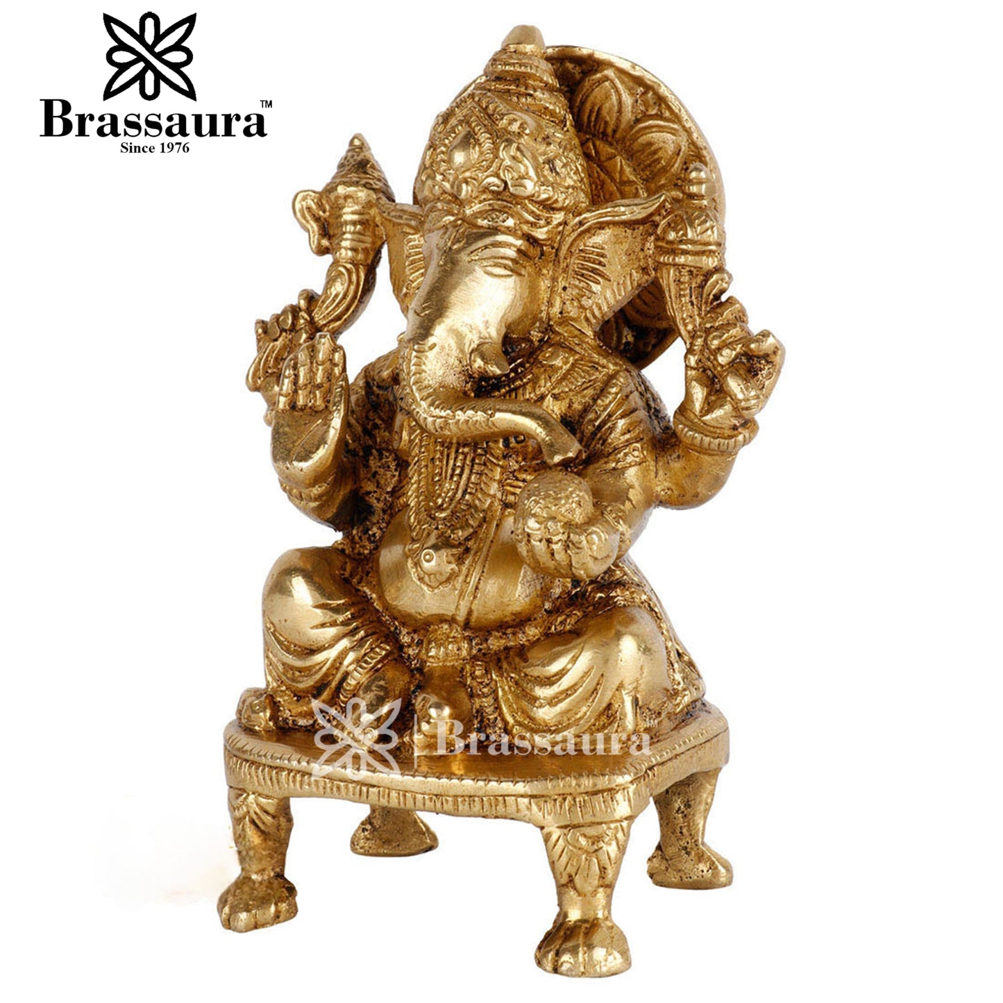 Brass Ganesha Statue For Home Decor And Gift Item Weight .9 Kg And Height 5.5 Inch