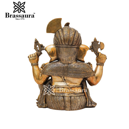 Brassaura™ Brass Ganesha Jhula Idol for Home and Decor | Weight 25.7 Kgs | Height 20 Inches