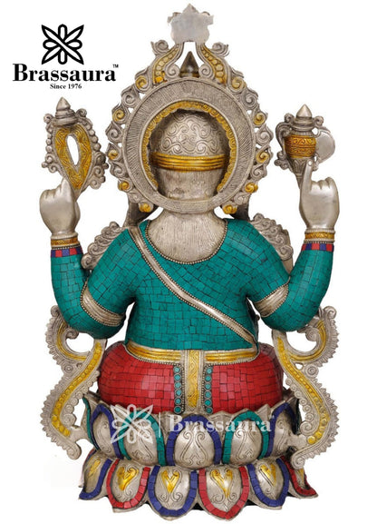 Brass Gem Stone Work Jewellery Ganesha Statue For Home Decor And Gift Item Weight 23 Kg And Height 22 Inch