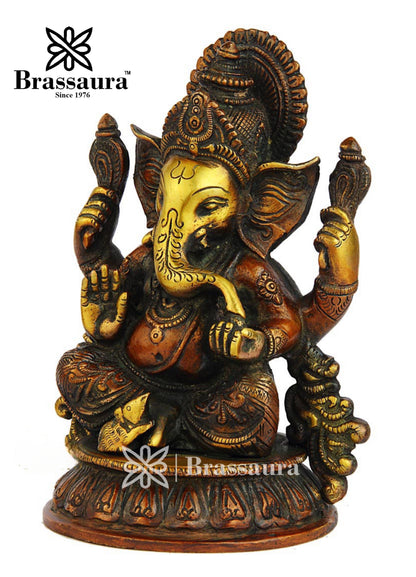 Brass Ganesha Statue For Home Decor Weight 2.5 Kg And Height 7 Inch