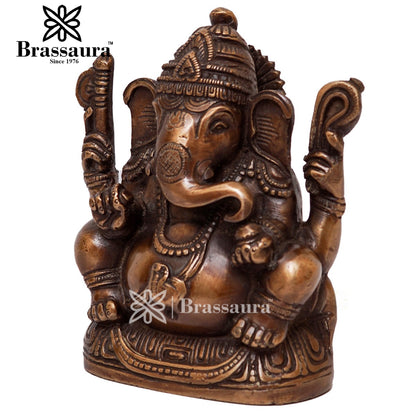 Brass Ganesha Statue For Home Decor And Gift Items Weight 1.4 Kg And Height 5.5 Inches