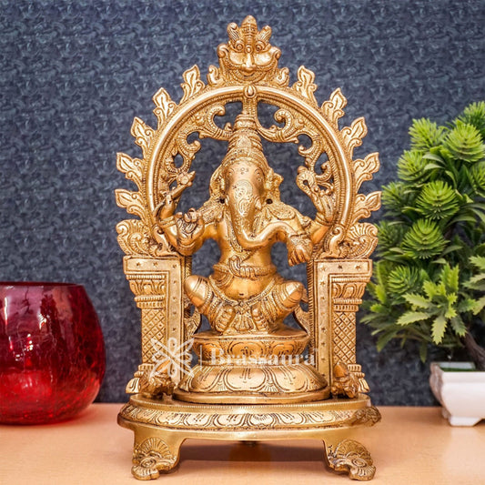Brass Ganesha Statue For Home Decor And Gift Item Weight 4.4 Kg And Height 11.5 Inches