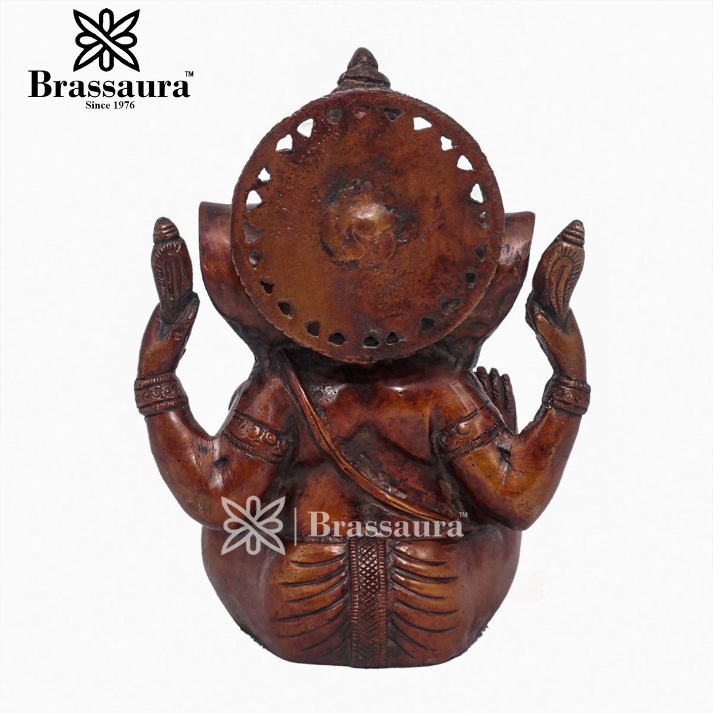 Brassaura™ Brass Antique Ganesha Idol for Home and Decor | Weight 3 Kgs | Height 7 Inches