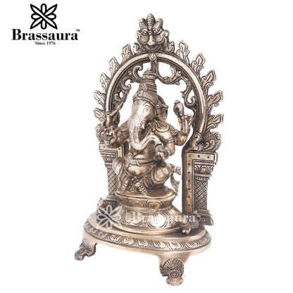 Brass Ganesha Statue For Home Decor And Gift Item Weight 4.3 Kg And Height 12 Inches