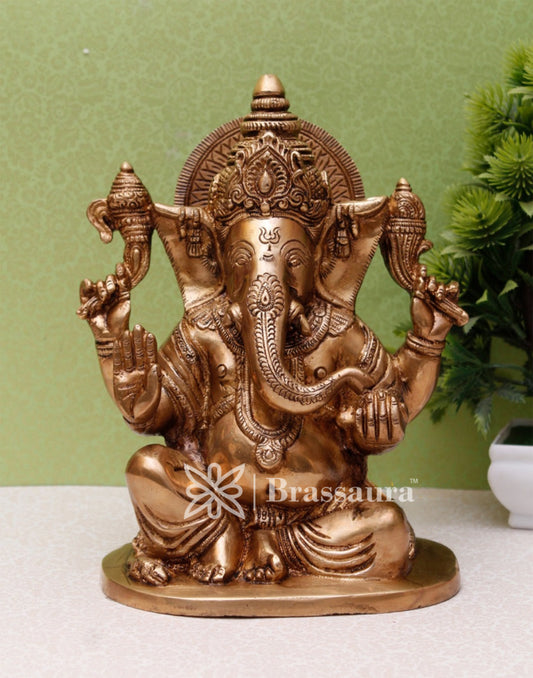 Brass Ganesha Statue For Home Decor And Gift Item Weight 4 Kg And Height 8.5 Inches