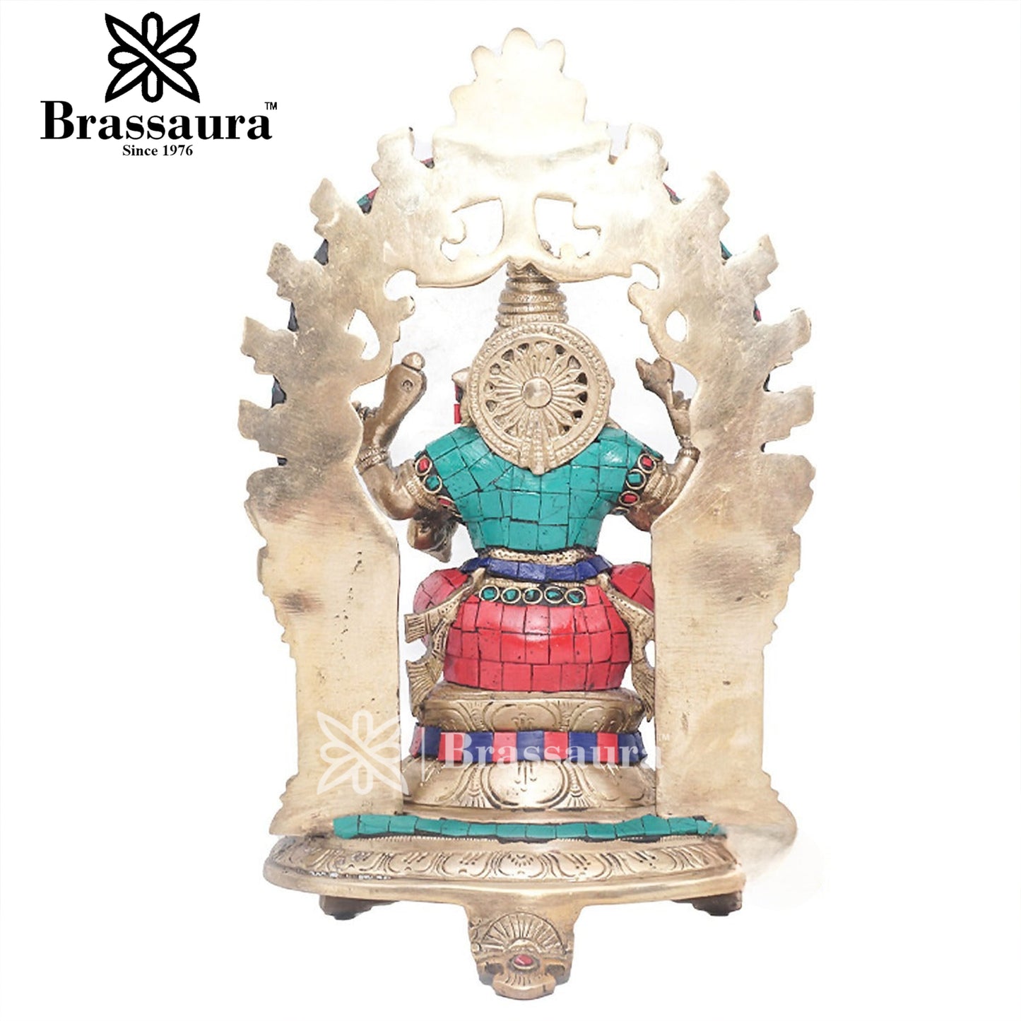 Brass Gem Stone Work Ganesha Statue For Home Decor And Gift Item Weight 4.4 Kg And Height 11.5 Inches
