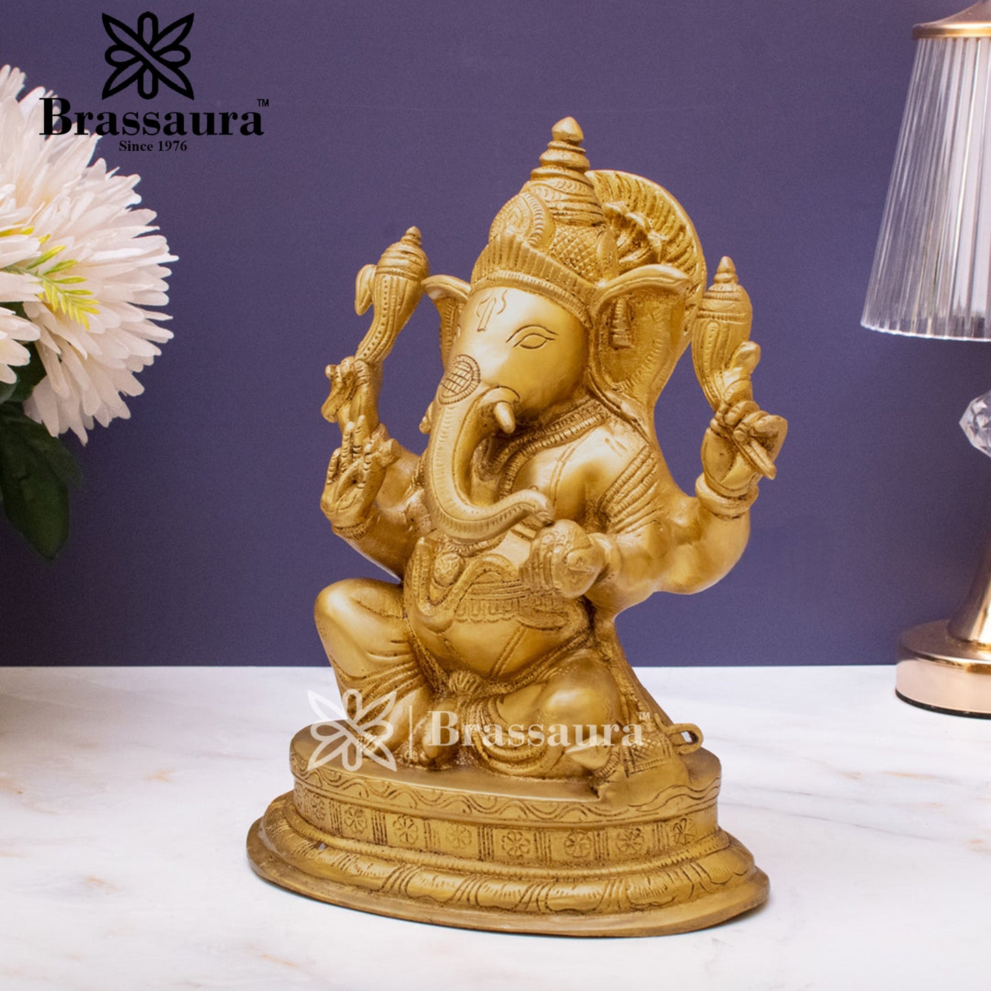 Brass Ganesha Statue For Home Decor And Gift Item Weight 3.8 Kg And Height 10 Inches