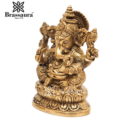 Brass Ganesha Statue For Home Decor And Gift Item Weight 1 Kg And Height 5 Inches