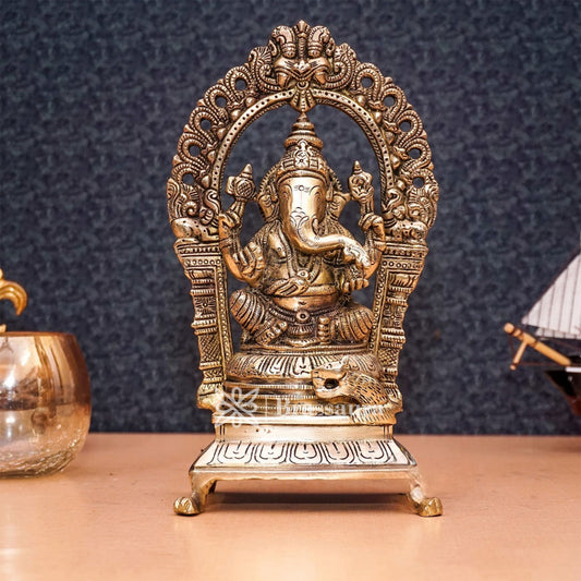 Brass Ganesha Statue For Home Decor And Gift Item Weight 2 Kg And Height 8 Inches