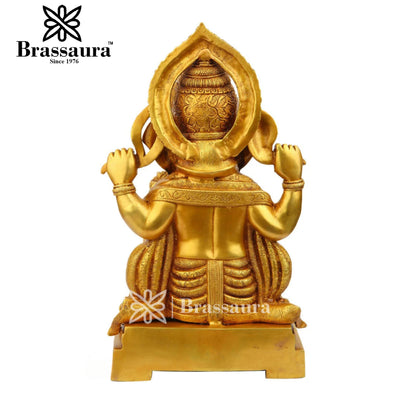 Brassaura™ Brass Chowki Ganesha Idol for Home and Decor | Weight 15 Kgs | Height 18 Inches