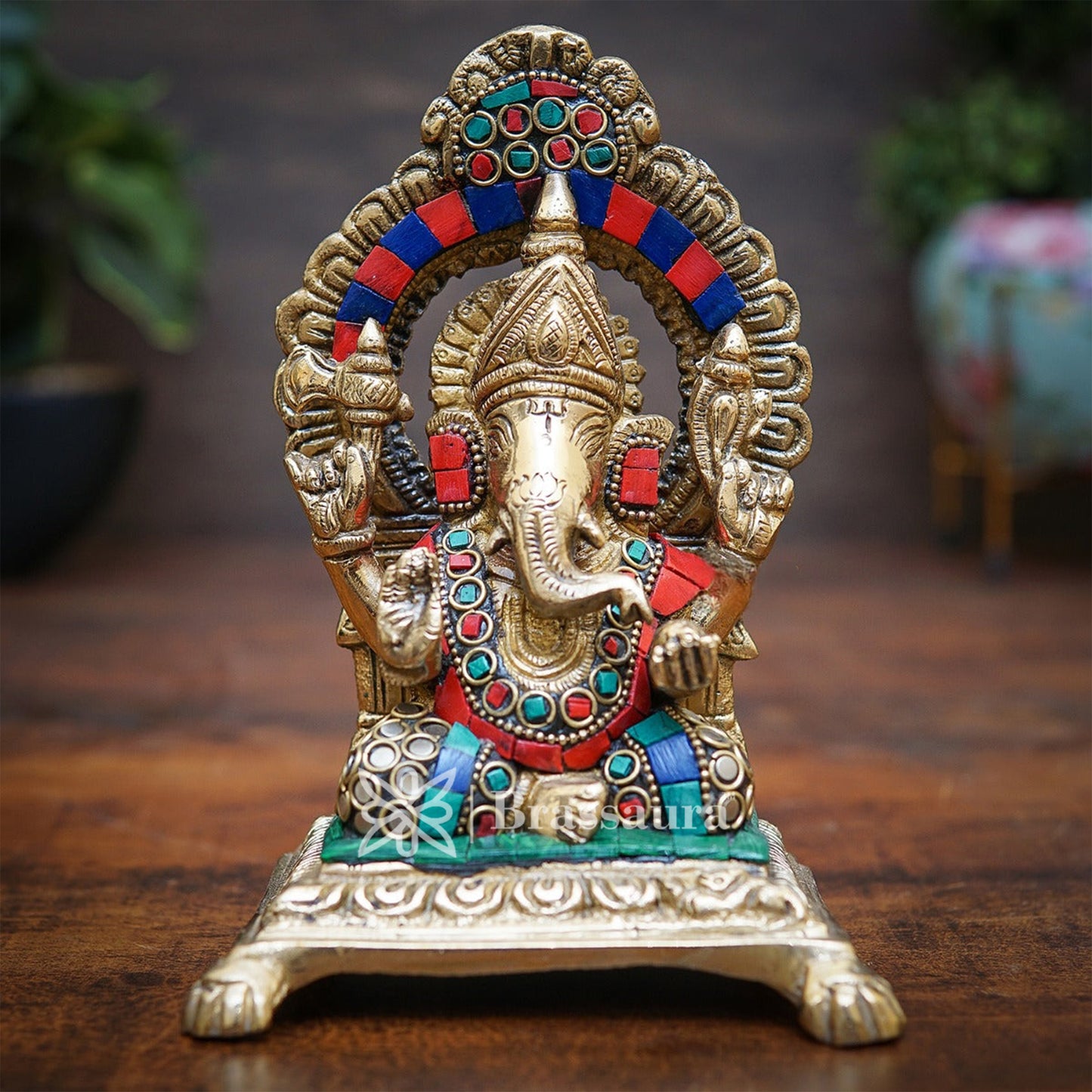 Brassaura™ Brass Ganesha Idol for Home and Decor | Weight 1.5 Kgs | Height 6 Inches