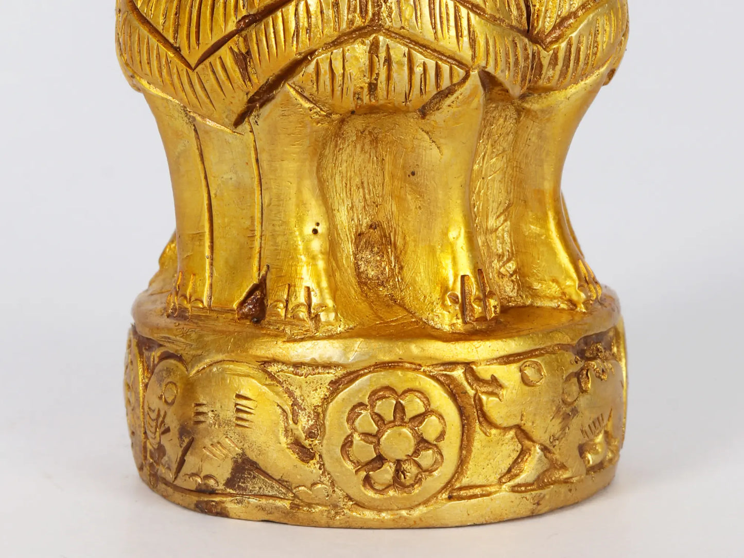 Brassaura® Brass Ashoka Lion Capital Decorative Sculpture | Pure Brass | Height 3 Inches & Weight 0.52 kgs