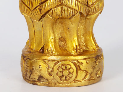 Brassaura® Brass Ashoka Lion Capital Decorative Sculpture | Pure Brass | Height 3 Inches & Weight 0.52 kgs