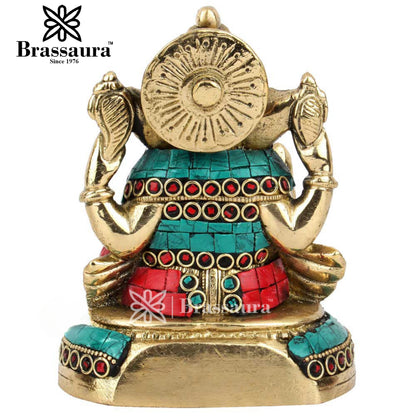 Brass Ganesha Statue For Home Decor And Gift Item Weight 1.5 Kg And Height 5 Inch