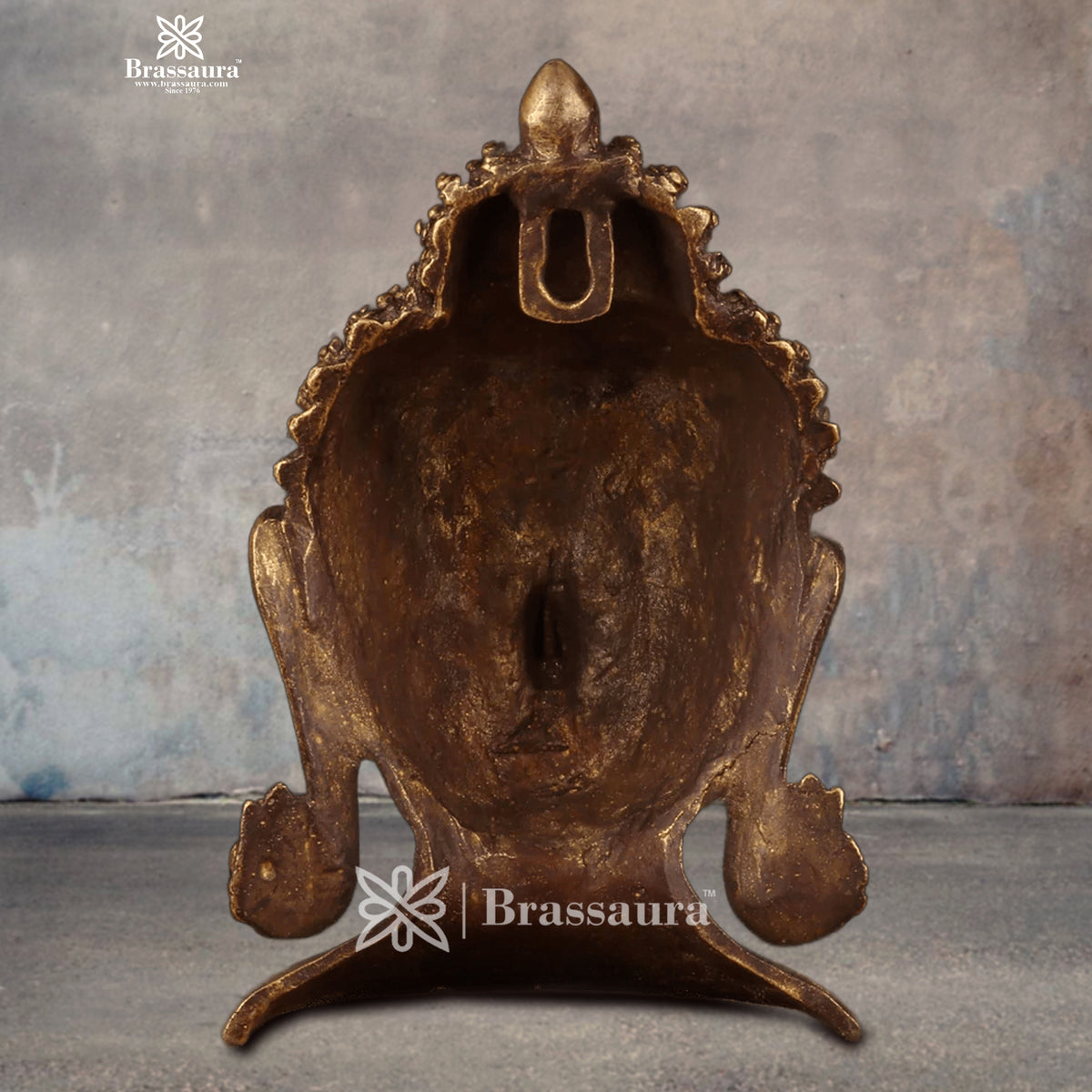 Brassaura® Golden Buddha Head | Pure Superfine Brass Handcrafted Murti | Brass Statue for Home Temple, Pooja Room | Height 8.5 Inches | Weight 1.8 Kg