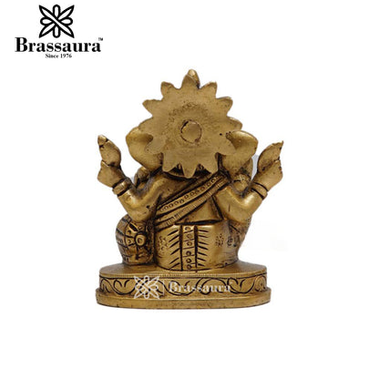 Brass Ganesha Statue For Home Decor And Gift Item Weight 0.4 Kg And Height 3 Inches