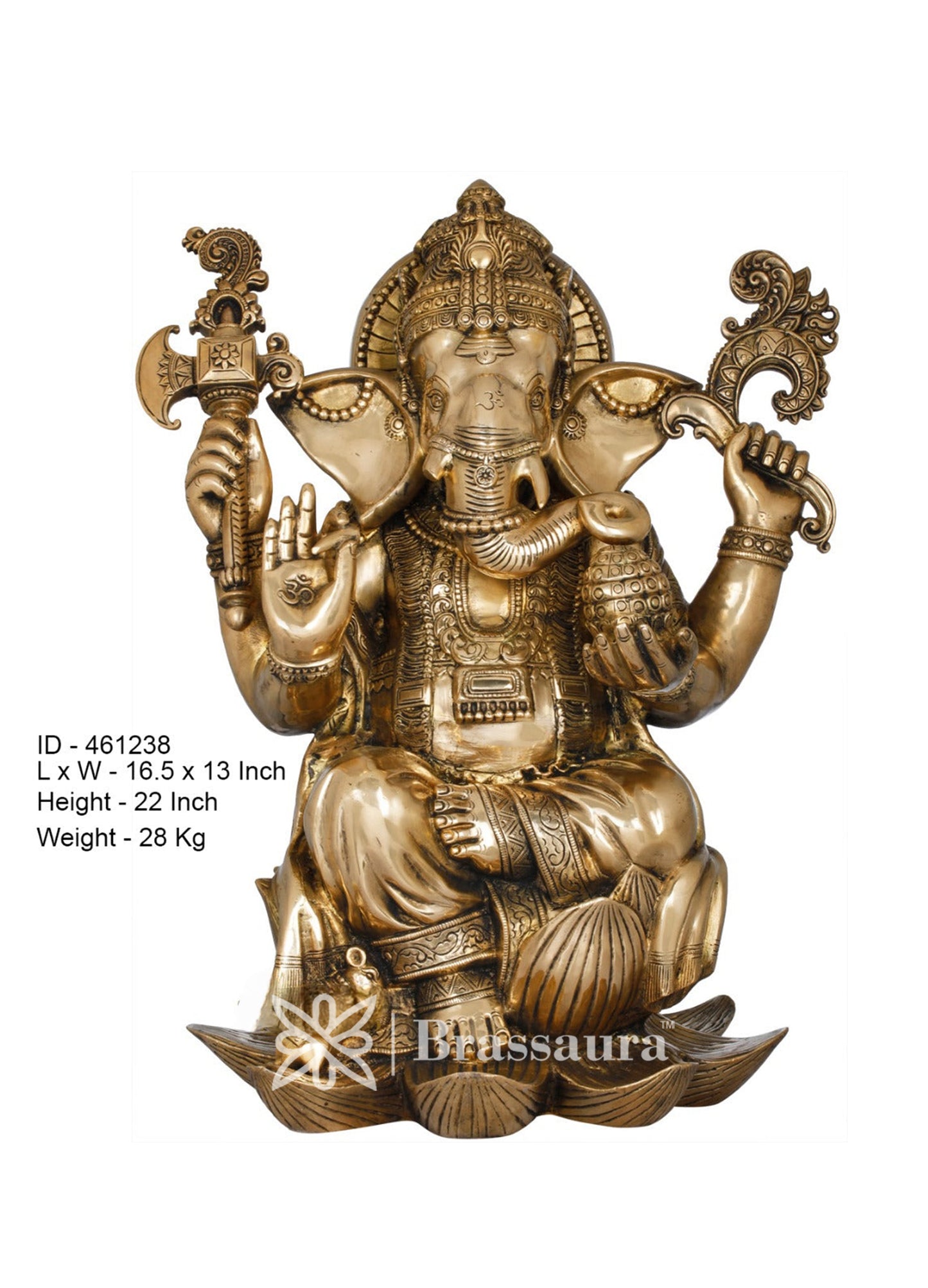 Brass Ganesha Statue For Home Decor And Gift Item Weight 28 Kg And Height 22 Inch