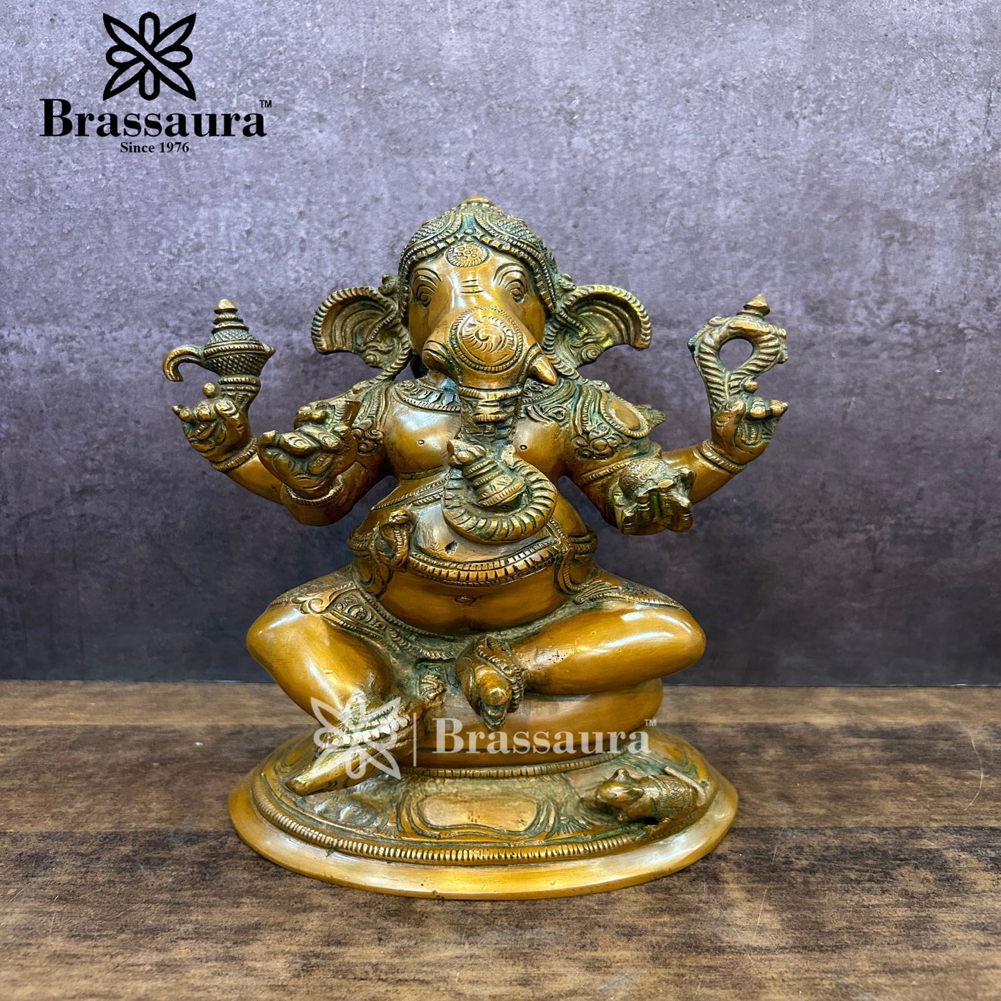 Brass Ganesha Statue For Home Decor And Gift Items Weight 4.3 Kg And Height 9.5 Inches