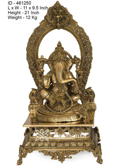 Brassaura™ Brass Ganesha Statue for Home and Decor | Weight 13 Kgs | Height 21 Inches