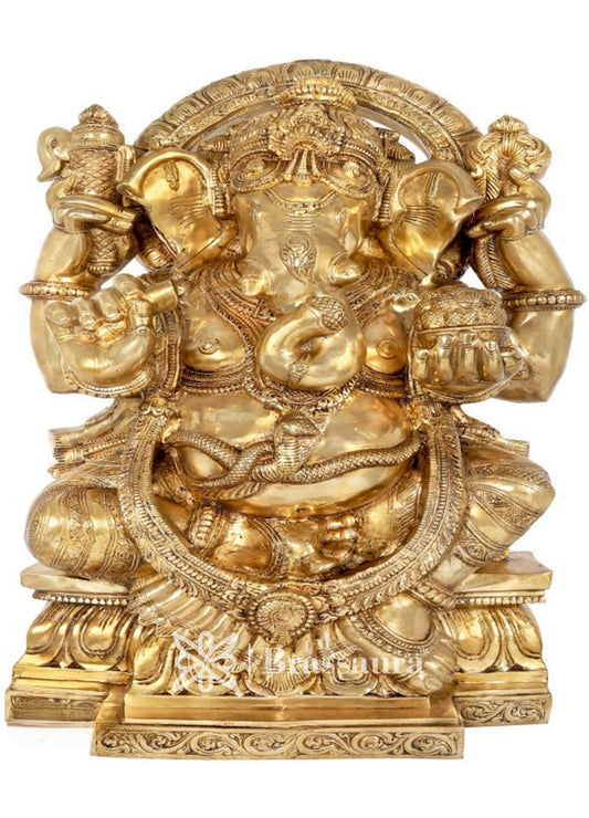 Brass Ganesha Statue For Home Decor And Gift Item Weight 101 Kg And Height 39 Inch