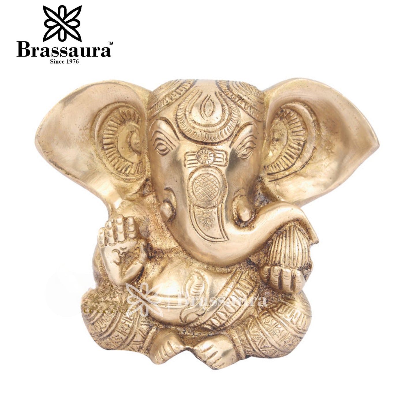 Brass Ganesha Statue For Home Decor And Gift Item Weight 1.5 Kg And Height 5 Inch