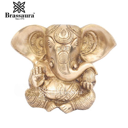 Brass Ganesha Statue For Home Decor And Gift Item Weight 1.5 Kg And Height 5 Inch