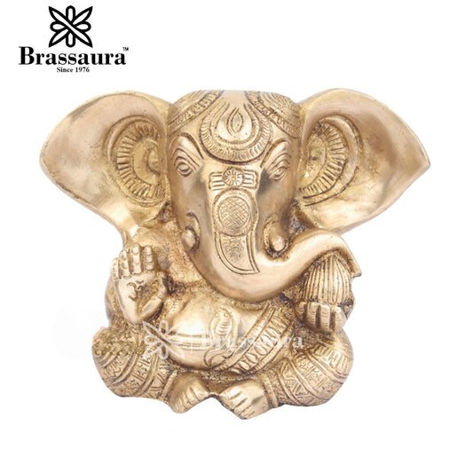 Brass Ganesha Statue For Home Decor And Gift Item Weight 1.5 Kg And Height 5 Inch