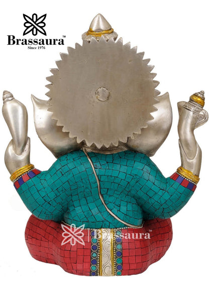 Brass Gem Ganesha Statue For Home Decor And Gift Item Weight 10 Kg And Height 12.5 Inch